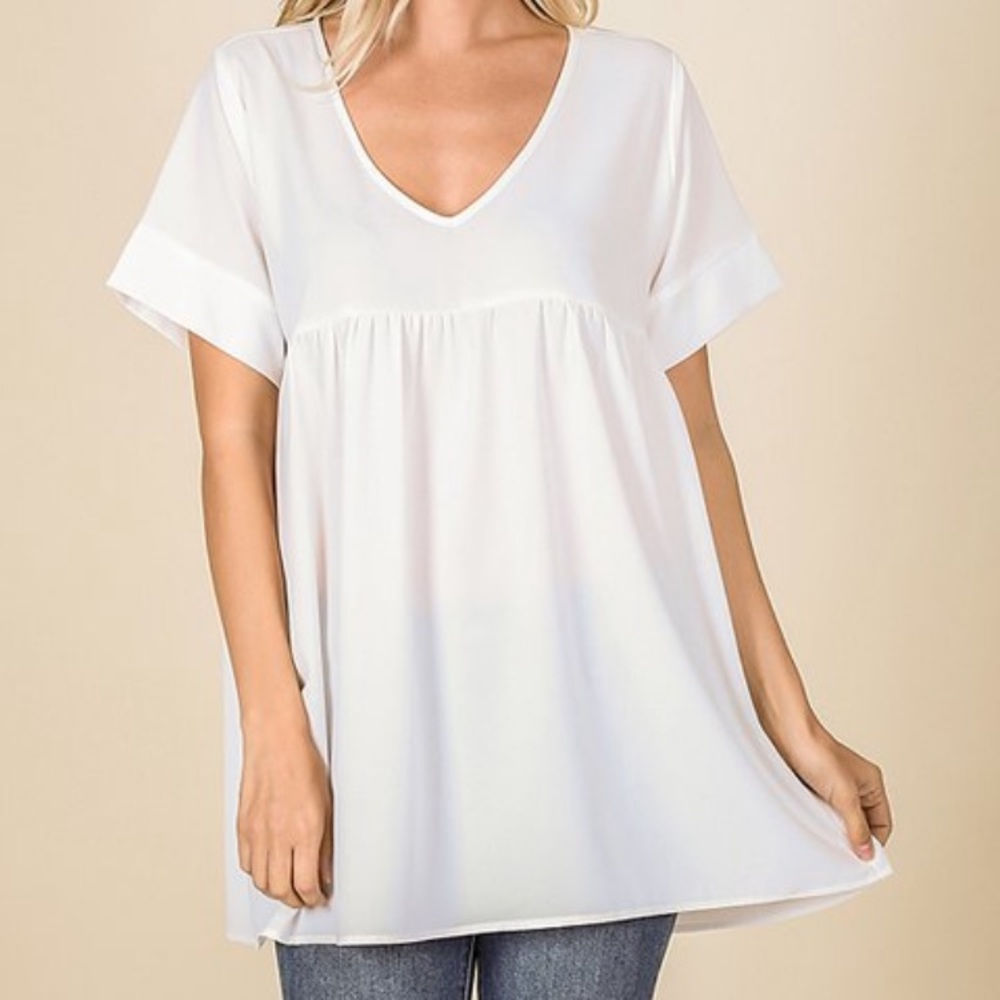 H&M White Poplin Low Cut white dress